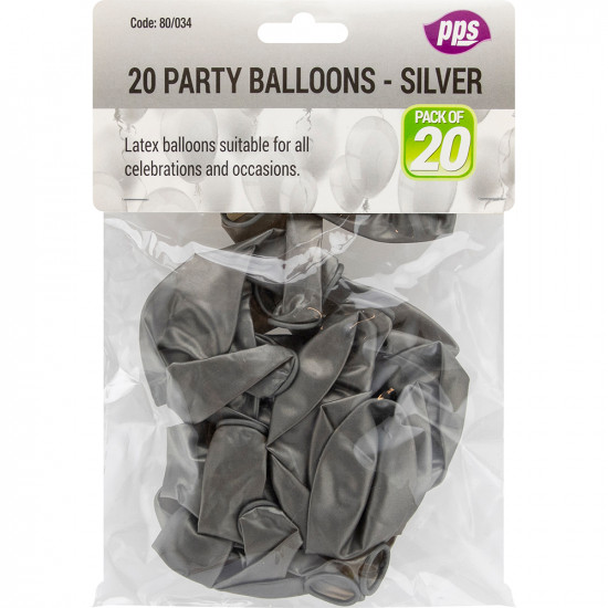 Party Balloons Silver 20pc/24 image