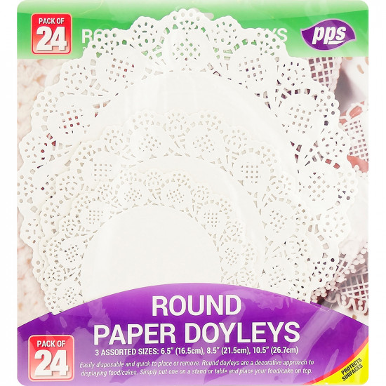 Table Covers Paper Doyleys Round Assorted Sizes 24pc/48 DOYLEYS image