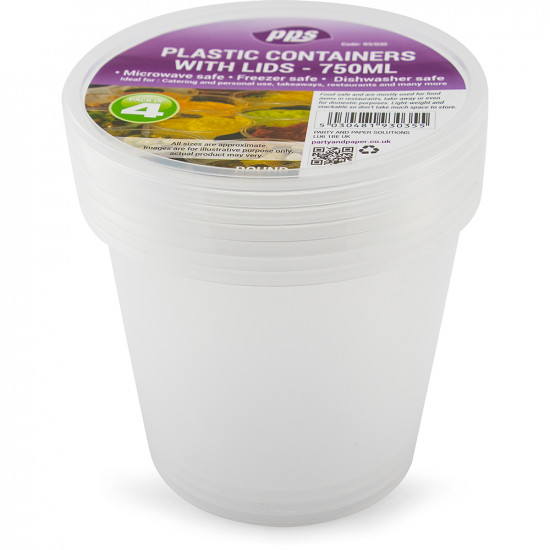 Food Containers & Lids Plastic Round 750ml 24oz 4pc/36 image