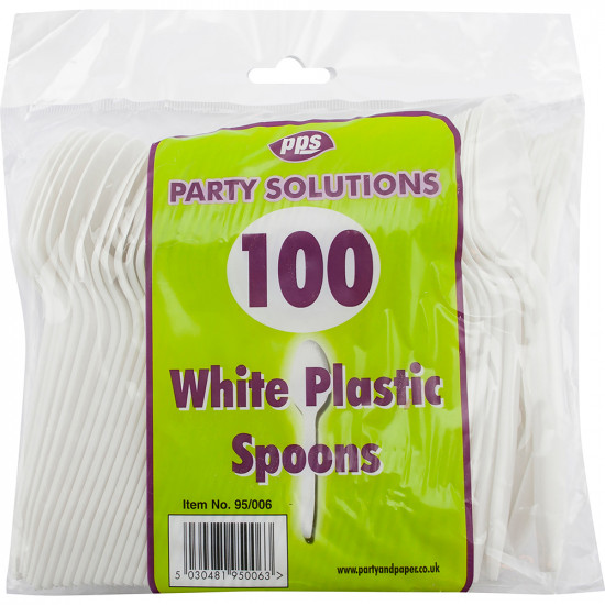 Cutlery Spoons Plastic White 100pcs/20 PLASTIC CUTLERY image