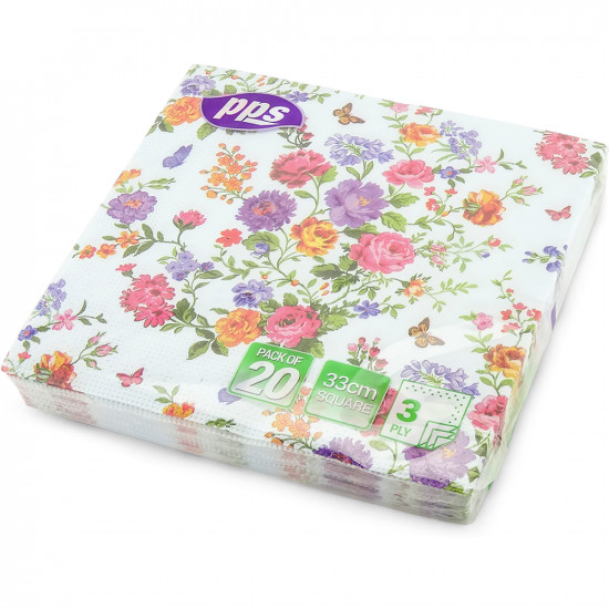 Napkins Design 3ply Butterfly Flowers 33cm 20pc/12 image