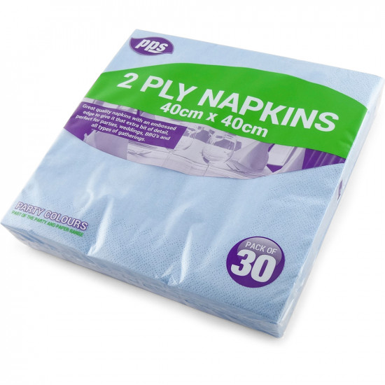 Napkins 2ply Blue 40cm 30pc/33 PLAIN NAPKINS image