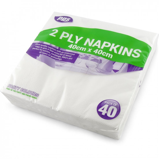 Napkins 2ply White 40cm 40pc/24 PLAIN NAPKINS image