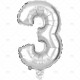Party Balloon Silver Number 3 1pc/24 BALLOONS image