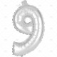 Party Balloon Silver Number 9 1pc/24 BALLOONS image