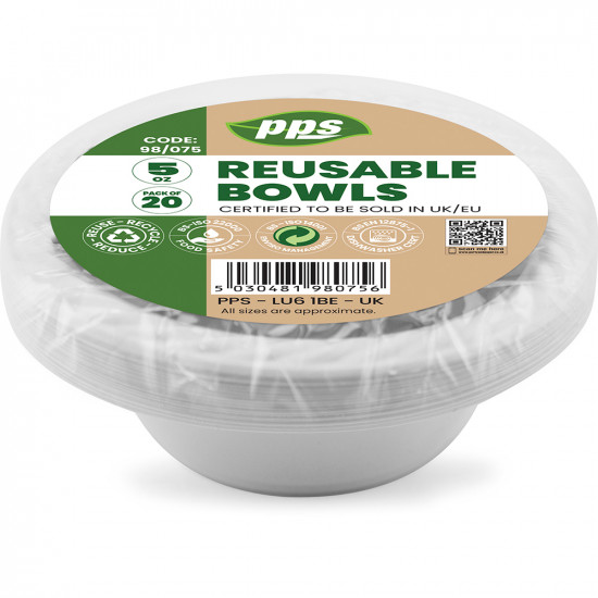 Plates Plastic Bowl White 5oz 20pc/40 PLASTIC BOWLS image