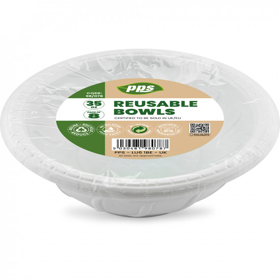Plates Plastic Salad Bowl White 35oz 8pc/36 image