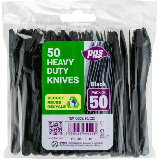 Cutlery Heavy Duty Plastic Knives Black 50pcs/30 PLASTIC CUTLERY image