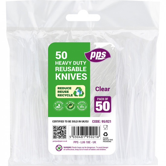 Cutlery Heavy Duty Plastic Knives Clear 50pcs/30 image