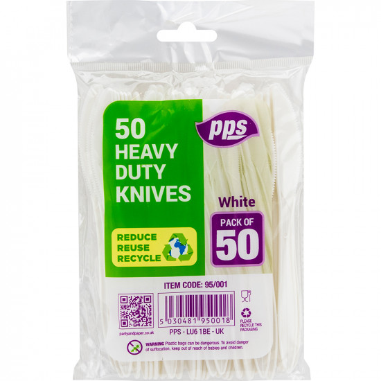 Cutlery Knives Plastic White 50pc/48 PLASTIC CUTLERY image