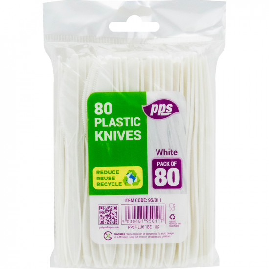 Cutlery Knives Plastic White 80pcs/20 PLASTIC CUTLERY image