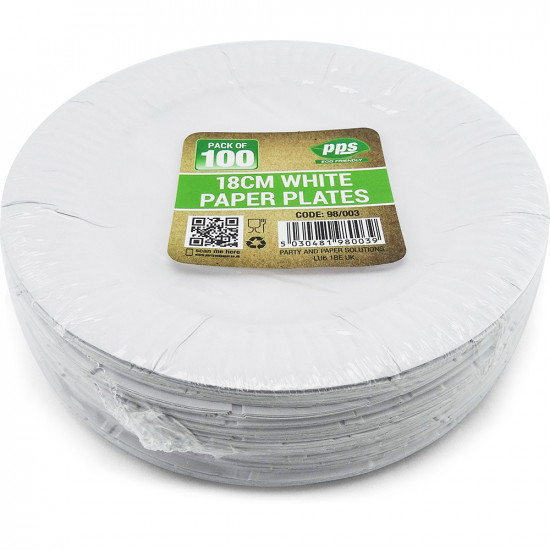 Plates Paper white 18cm 100pc/10 image