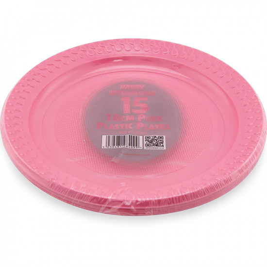 Plates Plastic Pink 18cm 15pc/30 PLASTIC PLATES image