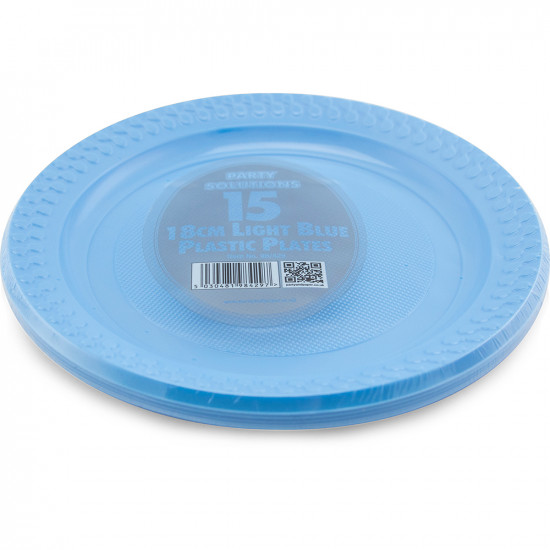 Plates Plastic Light Blue 18cm 15pc/30 PLASTIC PLATES image
