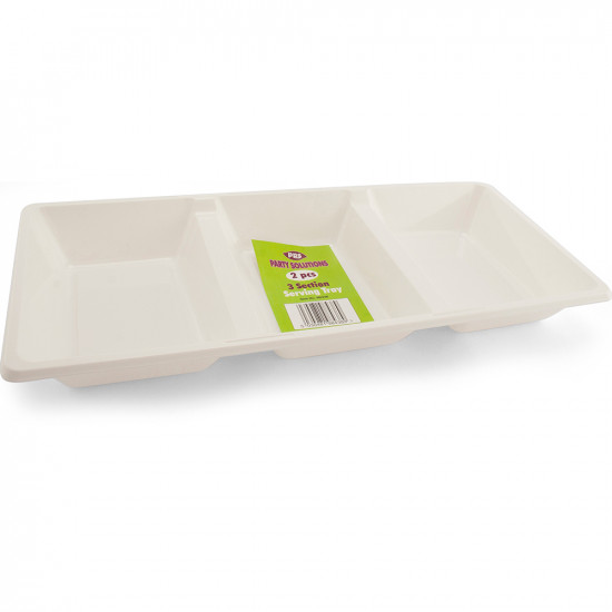 Plates Plastic Serving tray 3 comp White 38cmx17cm 2pc/48